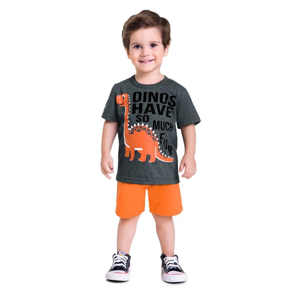 Kyly Boy's Set T-shirt + Bermuda 112141 Dinos R Fun Navy