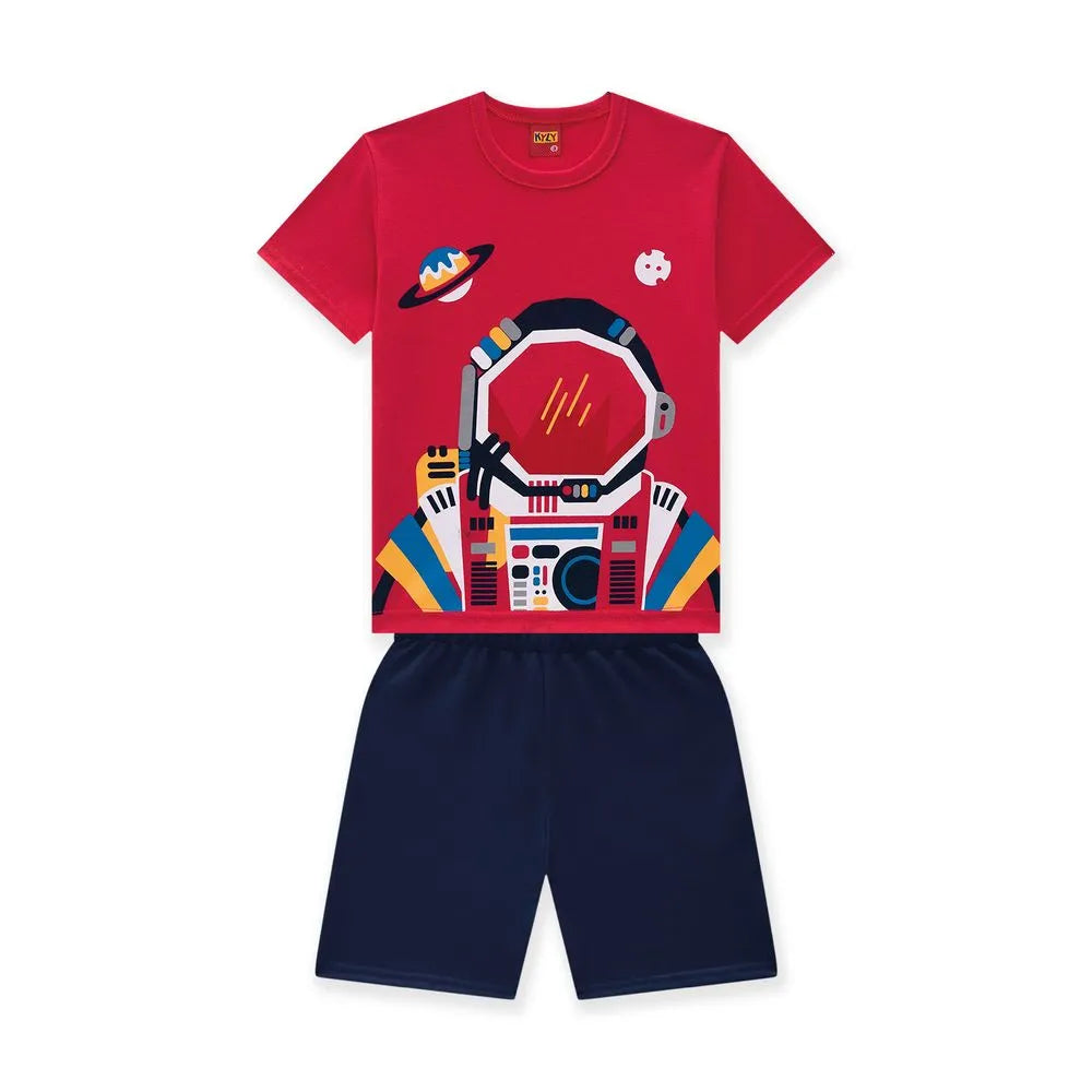 Kyly Boy's Set T-shirt + Bermuda 112673 Spaceman Red