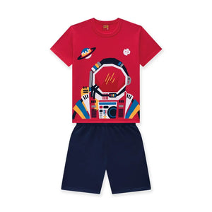 Kyly Boy's Set T-shirt + Bermuda 112673 Spaceman Red