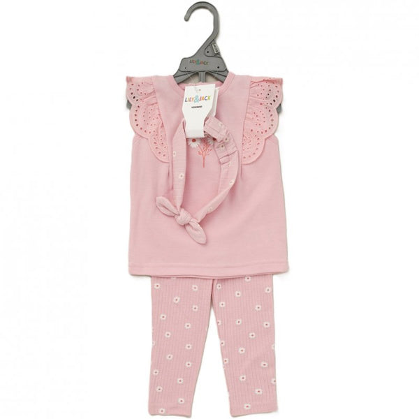 Lily & Jack Baby Girls Top, Ribbed Leggings & Headband Outfit D06820
