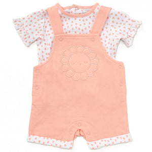 Lily & Jack Baby Girls Flower Applique Dungaree & T-Shirt D06922