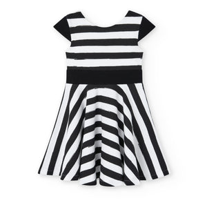 Boboli Girl's Knit Dress Stripes Black-White 728546