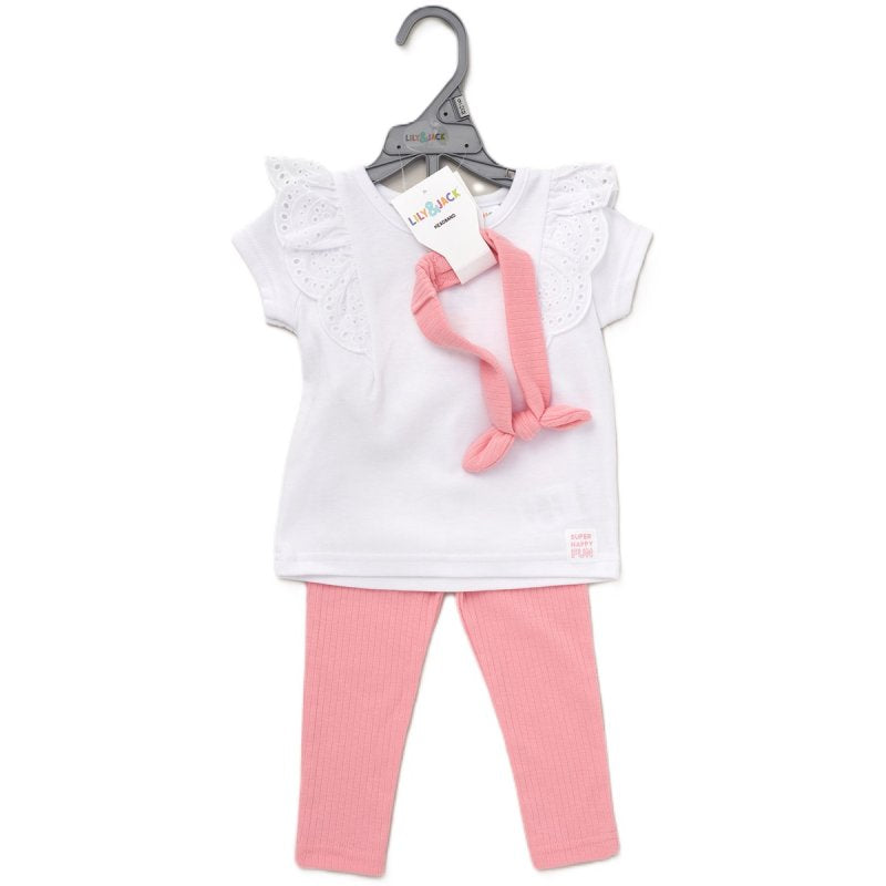 Lily & Jack Baby Girls Top, Ribbed Leggings & Headband Outfit D07265