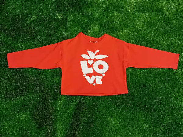 Losan Girl's Sweat Shirt -Red-Love LKGAP0202_24001