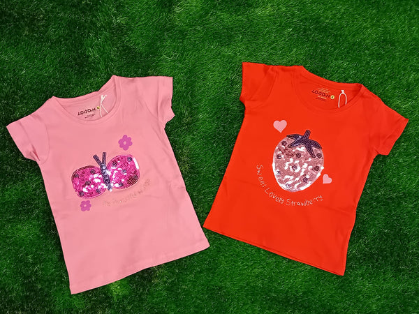 Losan Girl's TShirt -Pink-Butterfly LKGAP0303_24015