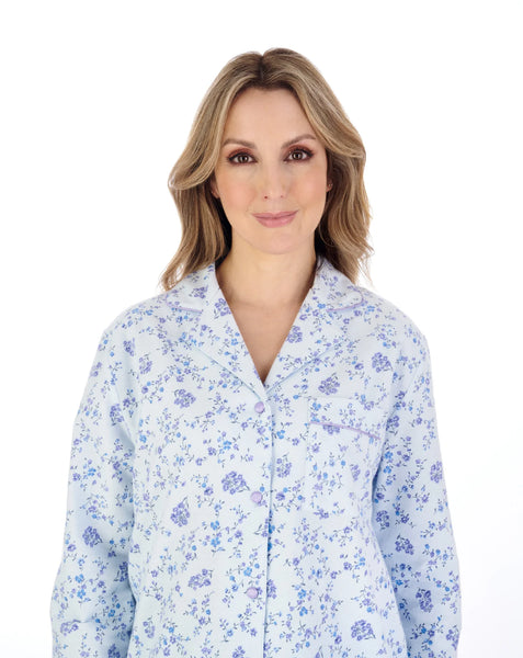 Slenderella Floral Printed Luxury Flannel Pyjama PJ04213 Blue