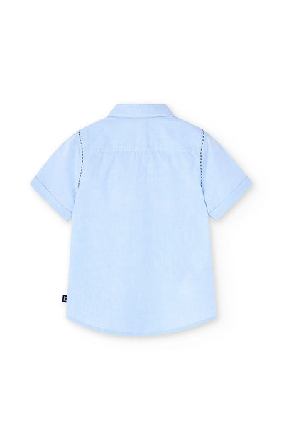 Boboli Boy's fil a fil shirt in light blue 738435