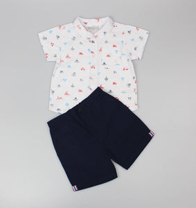 Mighty Fun Infant Boys All Over Print Shirt & Chino short Outfit E33236