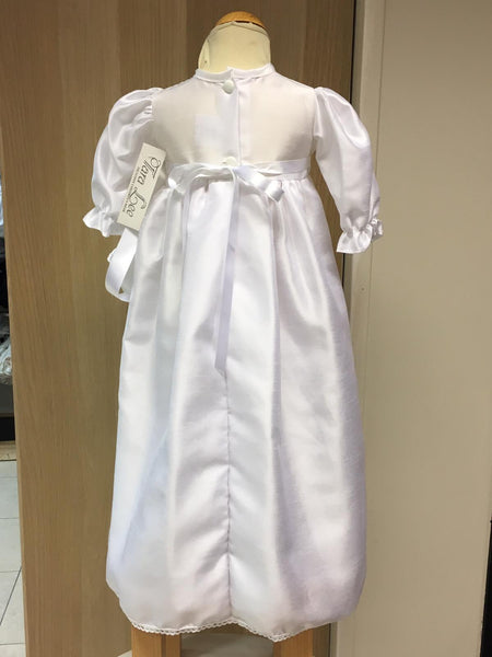 Unisex  christening  gown   long  white with  Celtic cross