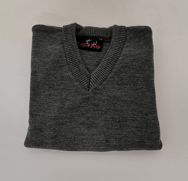 grey plain v neck school  jumper