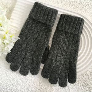 Ladies  Knitted Glove with a Turned Back Ribbed Wrist G3035