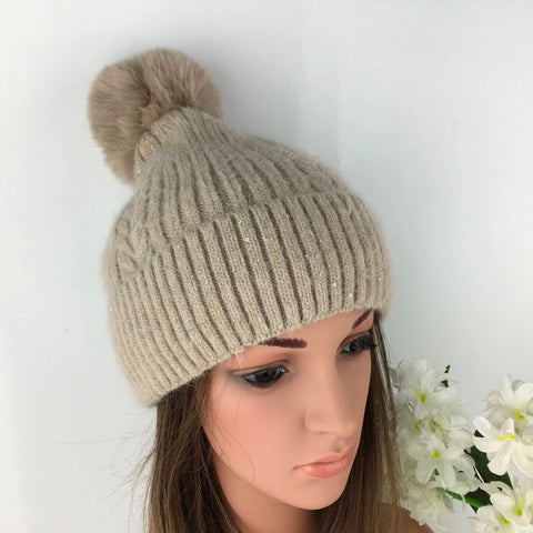 Ladies  Knitted Bobble Hat M5034