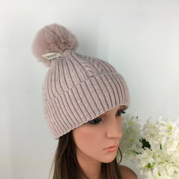 Ladies  Knitted Bobble Hat M5034