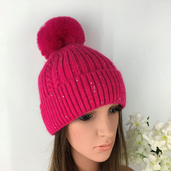 Ladies  Knitted Bobble Hat M5034