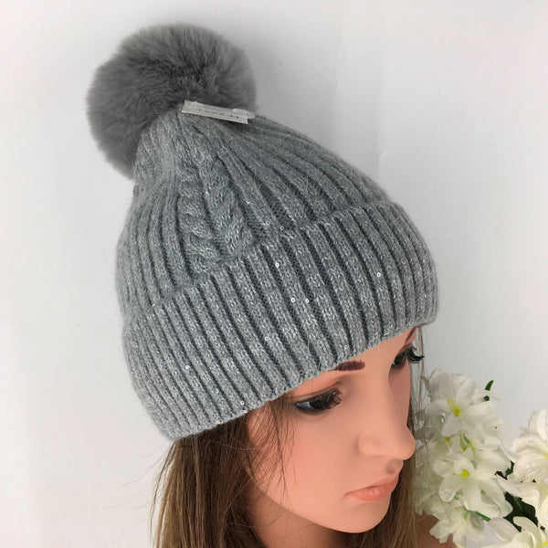 Ladies  Knitted Bobble Hat M5034