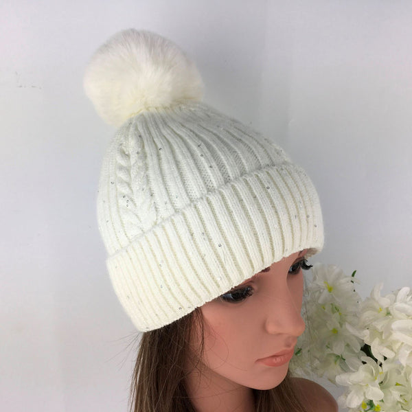 Ladies  Knitted Bobble Hat M5034