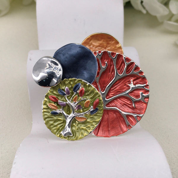 Ladies Magnetic Brooch  Disk Trees XZ-1055