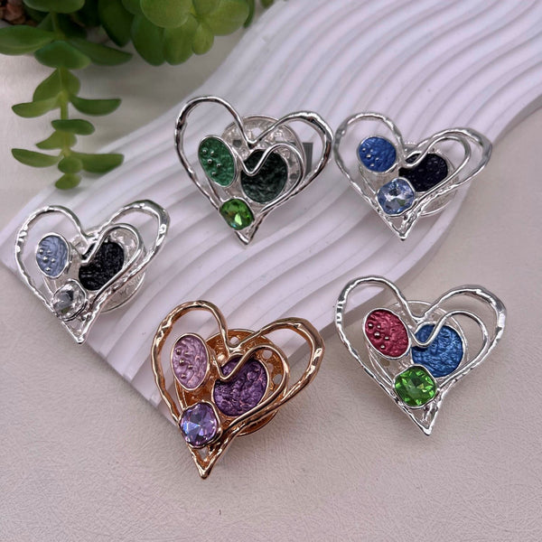 Ladies Magnetic Brooch  Heart with Coloured Disks XZ-2512