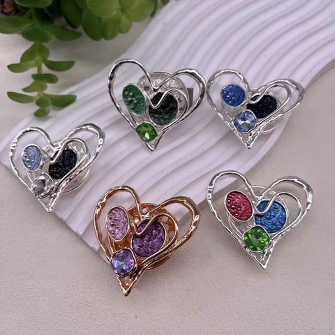 Ladies Magnetic Brooch  Heart with Coloured Disks XZ-2512