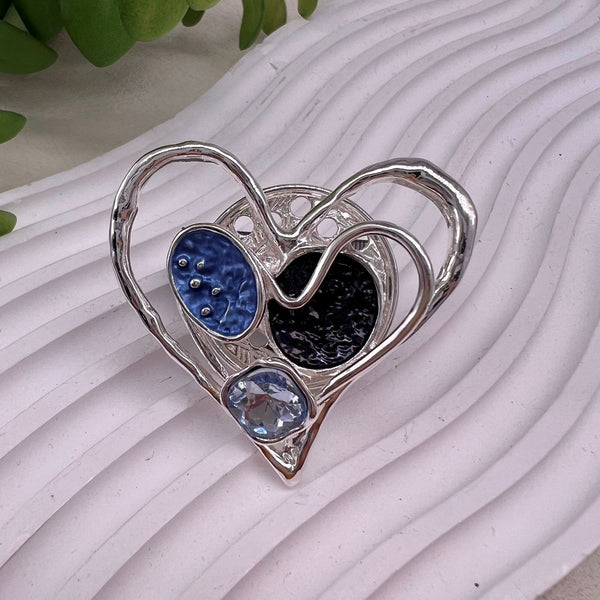 Ladies Magnetic Brooch  Heart with Coloured Disks XZ-2512