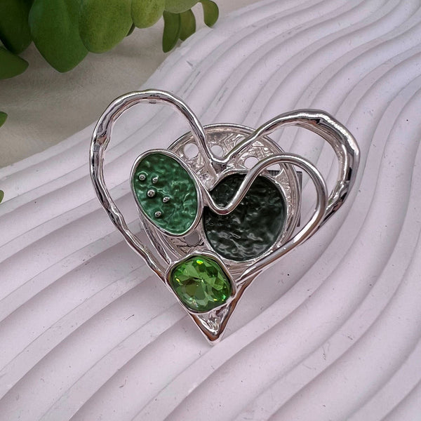 Ladies Magnetic Brooch  Heart with Coloured Disks XZ-2512