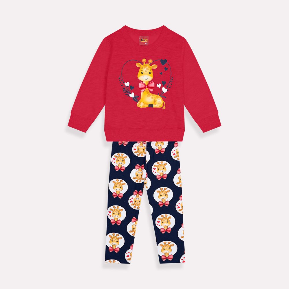 Kyly Baby Girls' Set Girl Giraffe  Print 1000043 Red