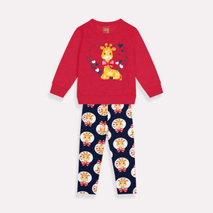 Kyly Baby Girls' Set Girl Giraffe  Print 1000043 Red