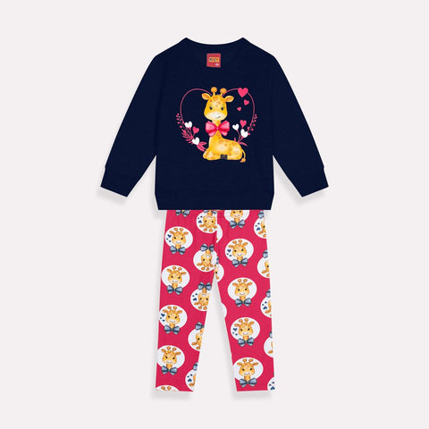 Kyly Baby Girls' Set Girl Giraffe  Print 1000043 Navy