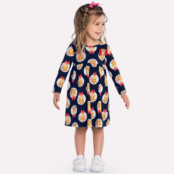 Kyly Girls' Dress Giraffe Print 1000055 Navy