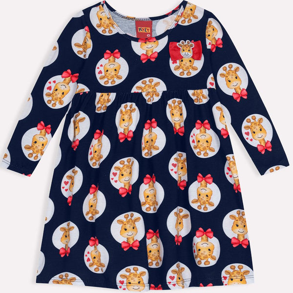 Kyly Girls' Dress Giraffe Print 1000055 Navy