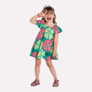 Kyly  Girls' Dress 1000222 Green Tropical Flowers