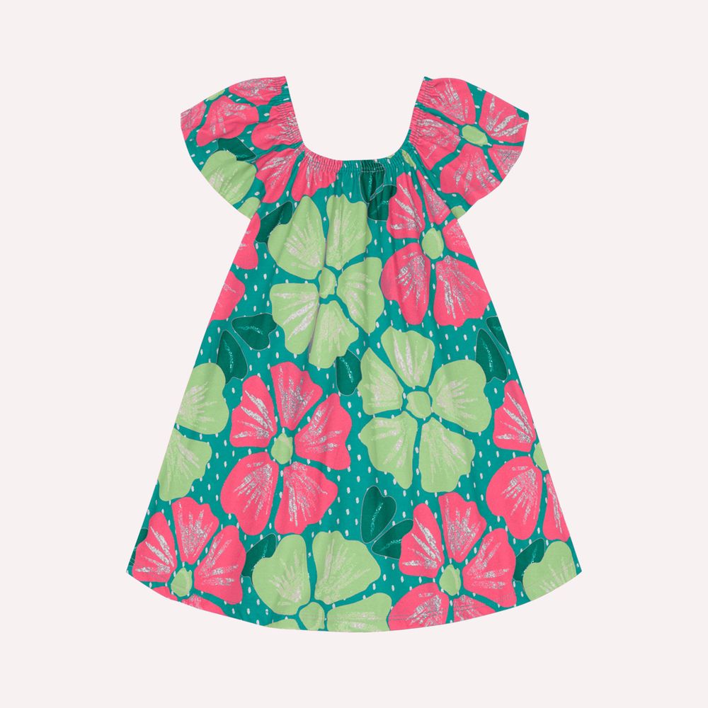 Kyly  Girls' Dress 1000222 Green Tropical Flowers