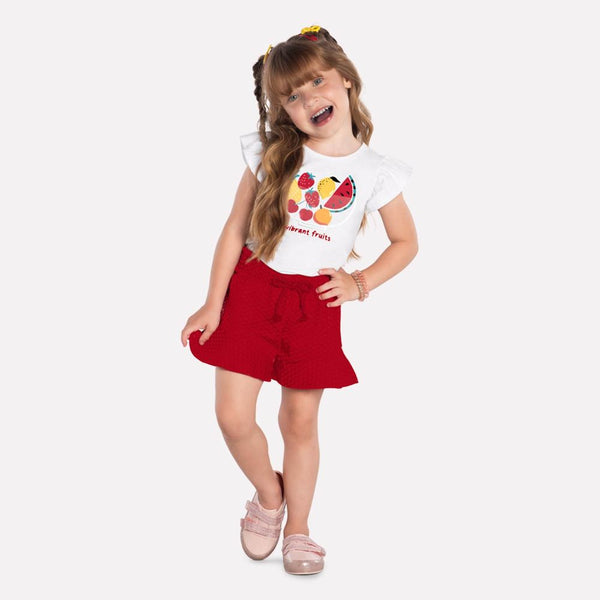 Kyly  Girls' TShirt & Shorts Set 1000235 "Vibrant Fruit" White Red