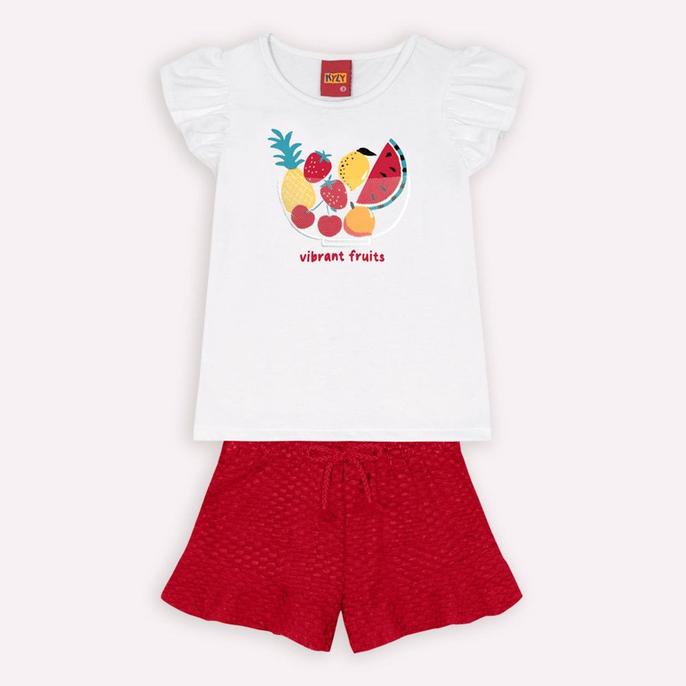 Kyly  Girls' TShirt & Shorts Set 1000235 "Vibrant Fruit" White Red