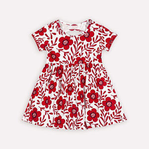 Kyly  Girls' Dress 1000508 "Large Floral Print" White Red