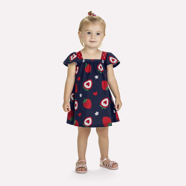 Kyly  Girls' Dress 1000509- Strawberry Hearts-Navy