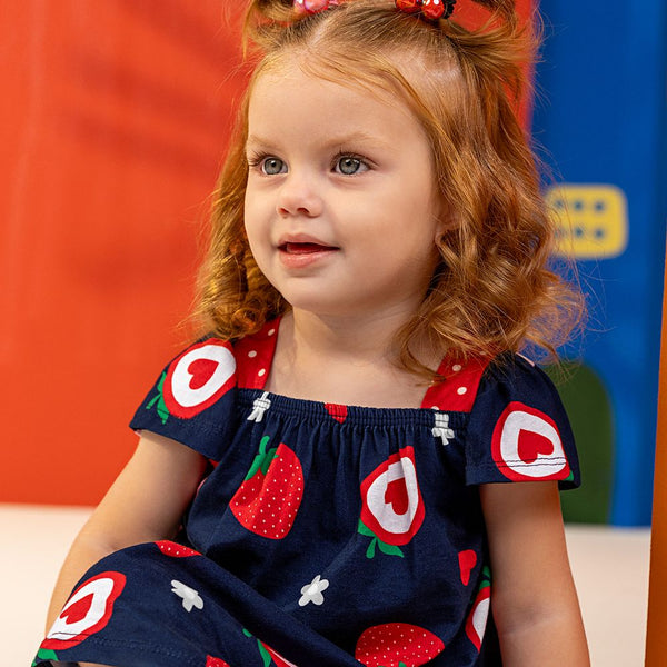 Kyly  Girls' Dress 1000509- Strawberry Hearts-Navy