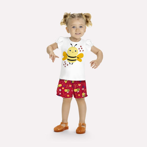 Kyly  Girls' Tshirt & Shorts Set 1000522 "Happy Bees" White-Red