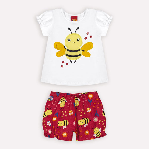 Kyly  Girls' Tshirt & Shorts Set 1000522 "Happy Bees" White-Red