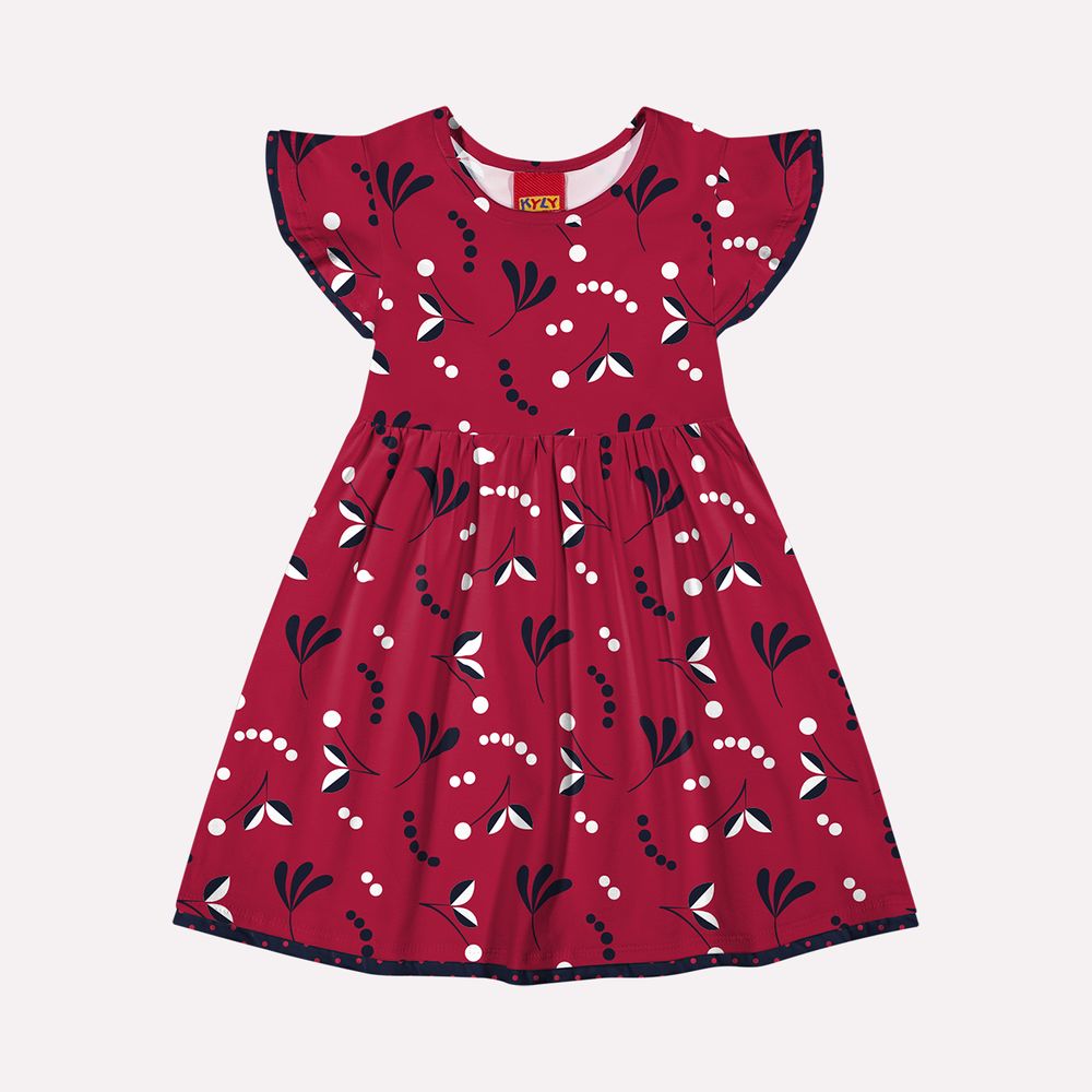 Kyly Girl's Dress 1000531 "Falling Leaves" Red Print