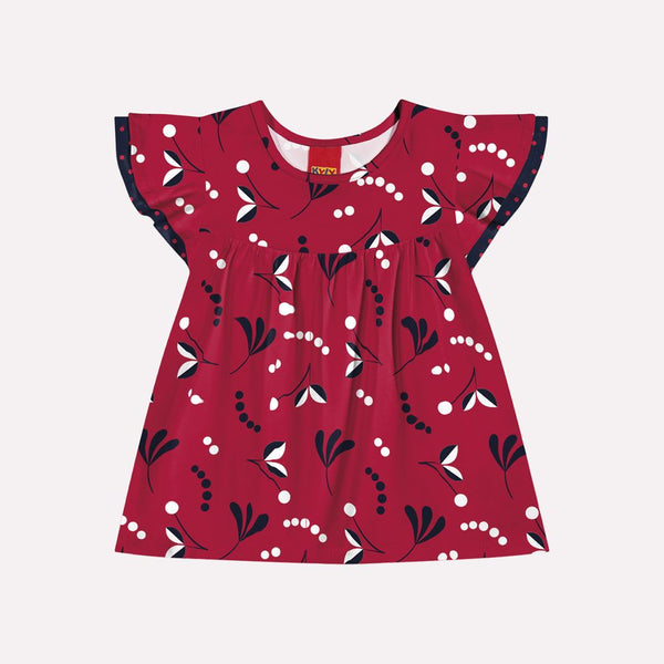 Kyly  Girls' TShirt & Shorts Set 1000541  "Falling Leaves" Red-Navy