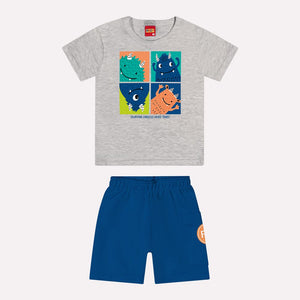 Kyly  Boy's Tshirt & Shorts Set 1000585 "Happy Monsters" Grey-Blue