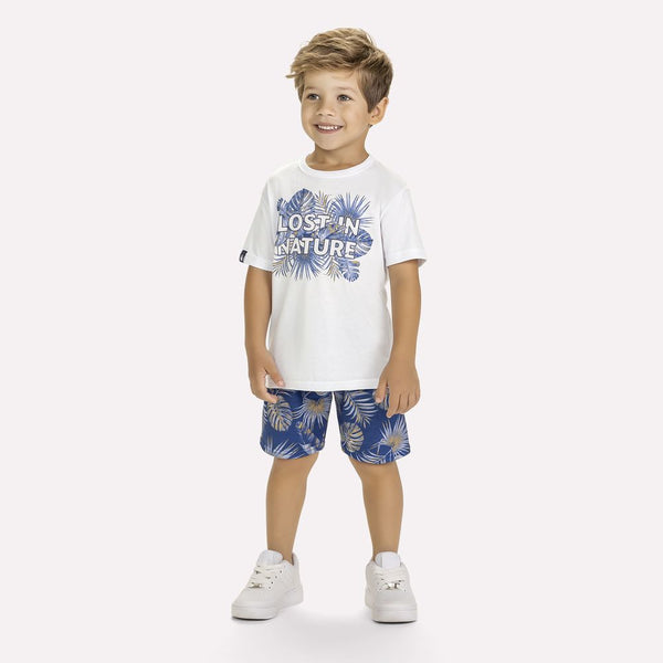 Kyly  Boys' TShirt & Shorts Set 1000603 Lost In Nature White Blue