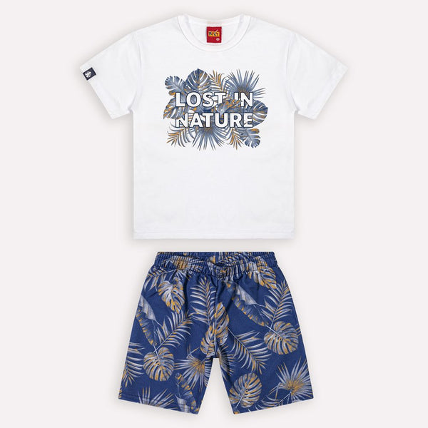 Kyly  Boys' TShirt & Shorts Set 1000603 Lost In Nature White Blue