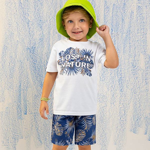 Kyly  Boys' TShirt & Shorts Set 1000603 Lost In Nature White Blue