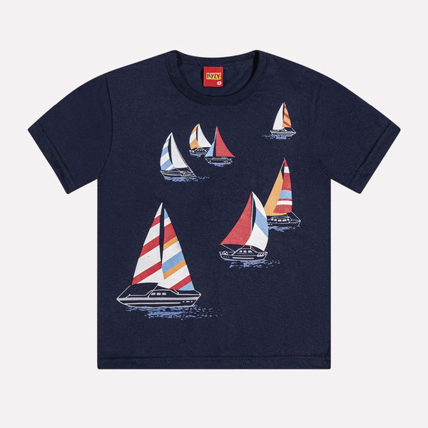 Kyly  Boys' TShirt & Shorts Set 1000604 Boats Sailing Print Navy-Red
