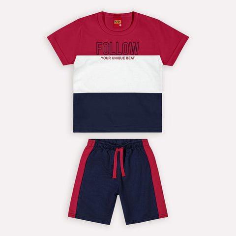 Kyly  Boys' TShirt & Shorts Set 1000608 Follow Your Own Pace Red-Navy