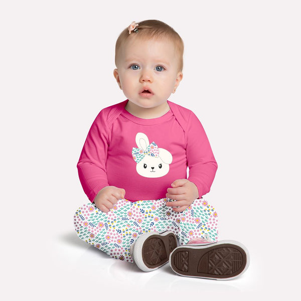 Kyly Baby Girl 2 Piece Print Set - 1000712 Adorable Floral Bunny