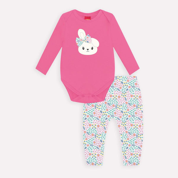 Kyly Baby Girl 2 Piece Print Set - 1000712 Adorable Floral Bunny