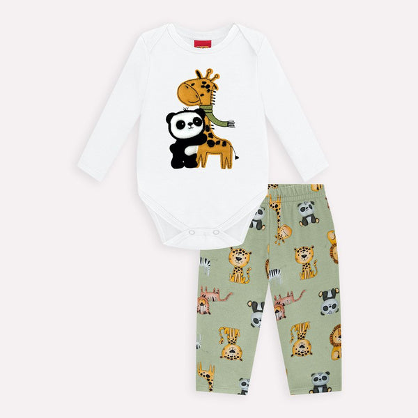 Kyly  Boys' Sweat Top & Jog Pants Set 1000722 White Zoo Friends